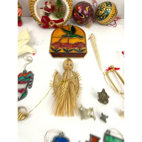30x VTG Holiday Ornaments Christmas Wood Fabric Metal Lot Collectibles Santa - Picture 16 of 16
